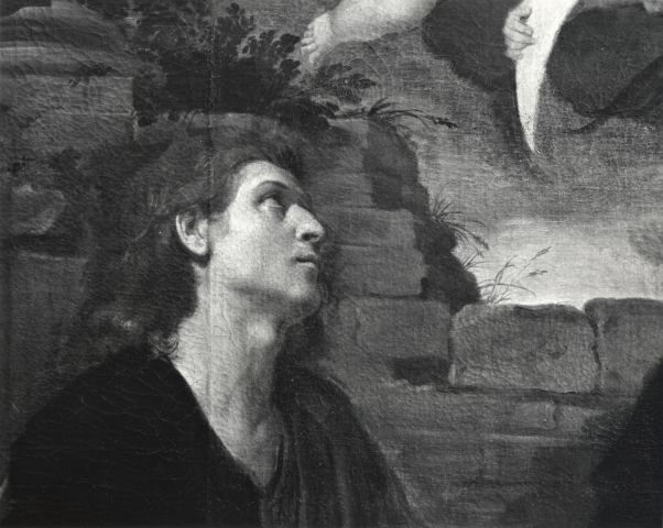 A. Villani e Figli — Simone Cantarini. Assunta e due Santi (Part.). Bologna - Pinacoteca. — particolare, san Giovanni Evangelista